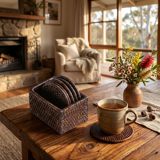 Rattan May Round Coaster