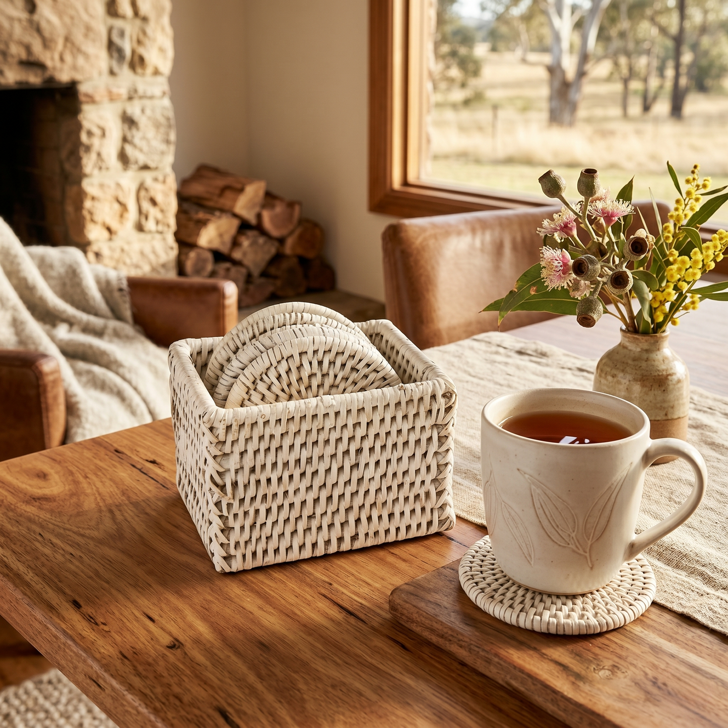 Rattan May Round Coaster