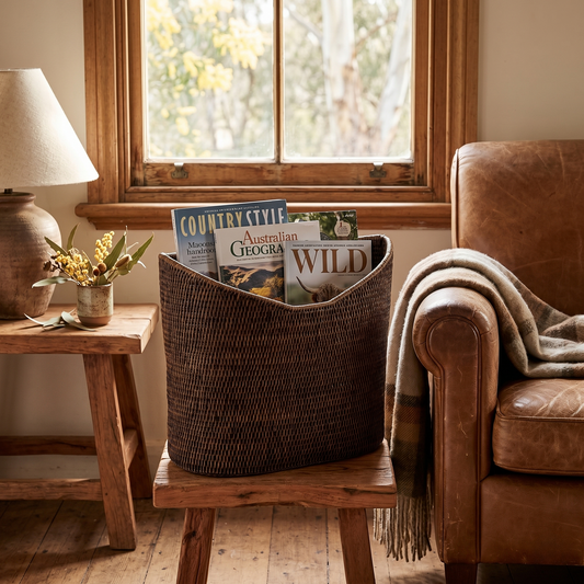 Rattan Oval Magazine Holder