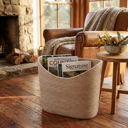 Rattan Oval Magazine Holder