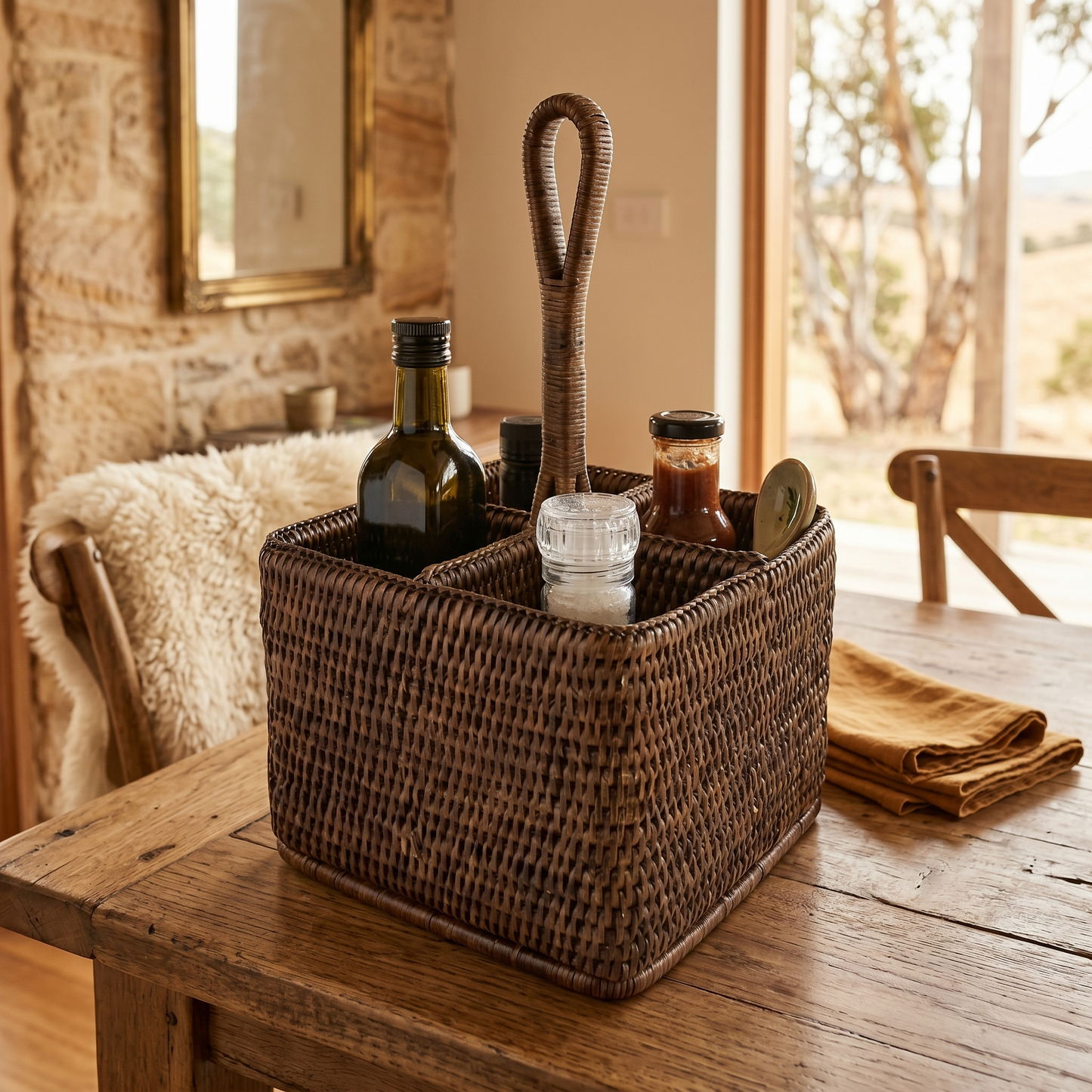 Rattan Square Condiment Holder