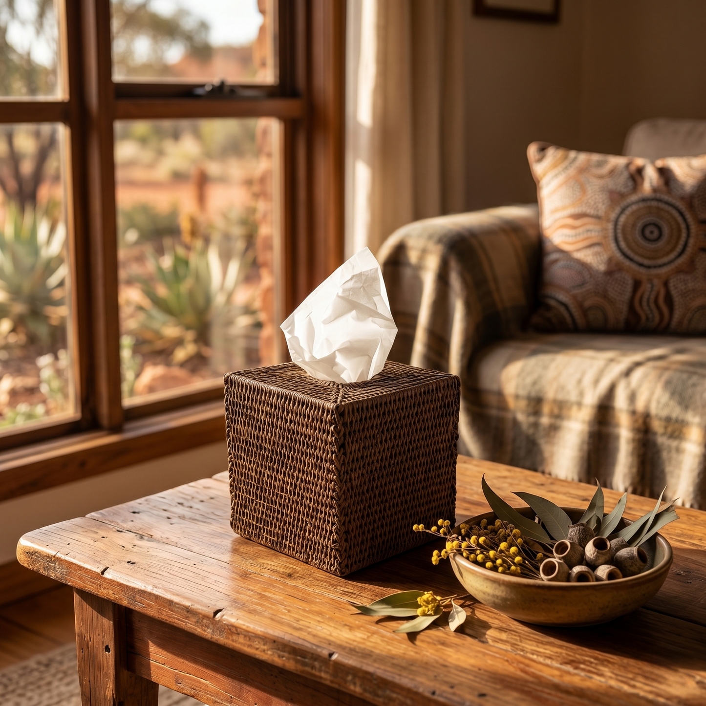 Rattan Square Tissue Box