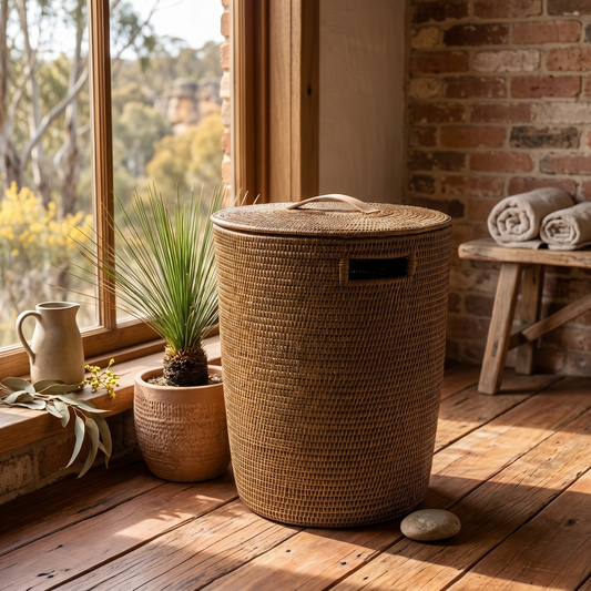 Rattan Thazin Round Laundry Basket