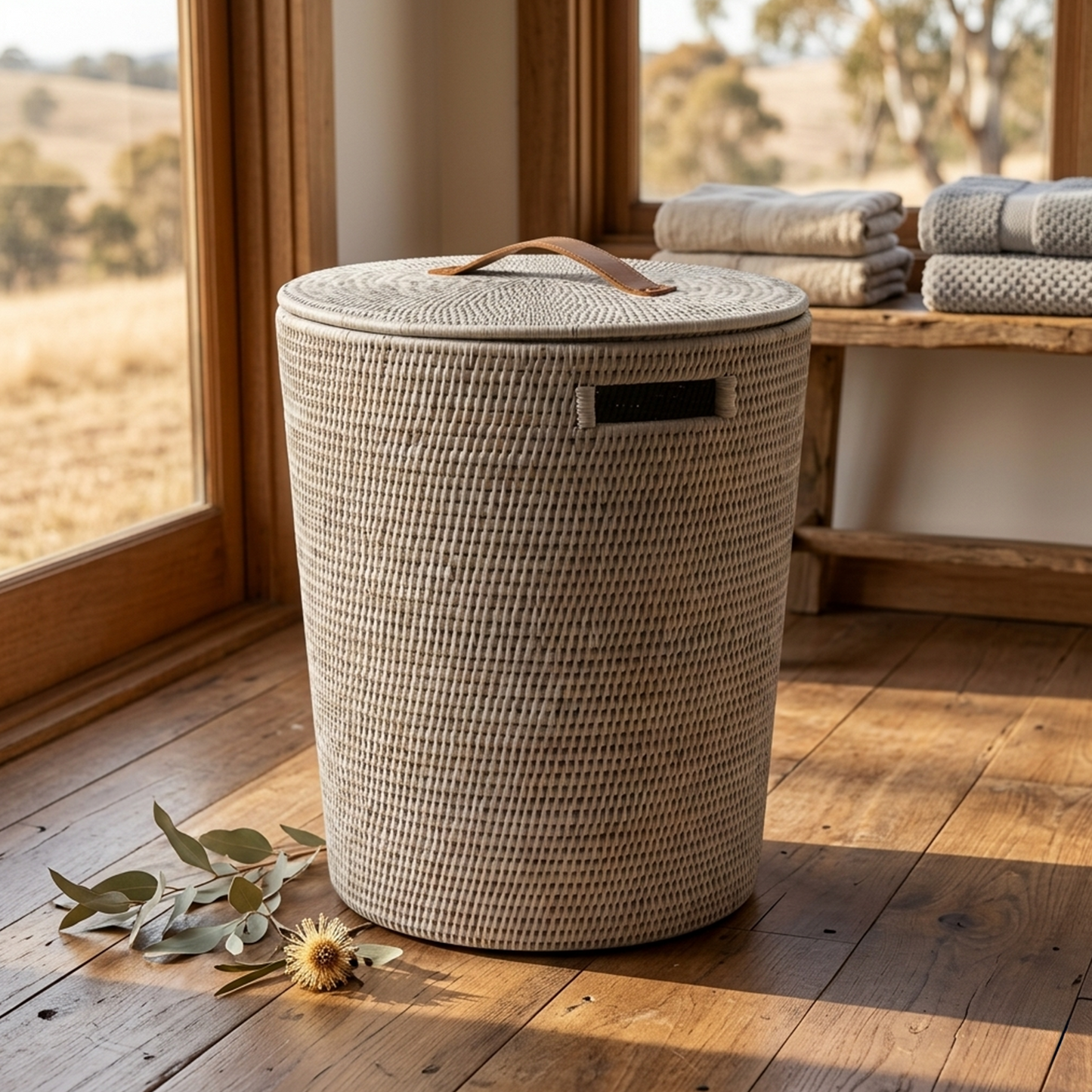 Rattan Thazin Round Laundry Basket