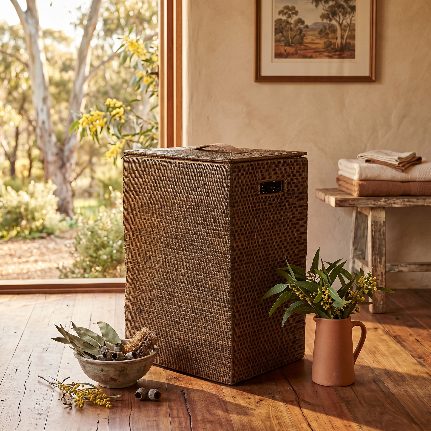 Rattan Thazin Square Laundry Basket