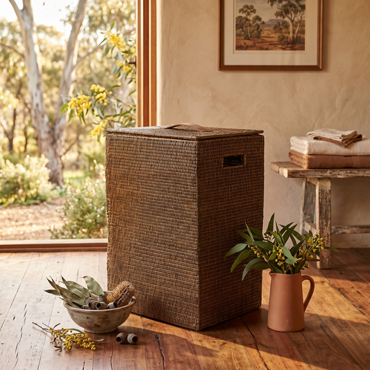 Rattan Thazin Square Laundry Basket