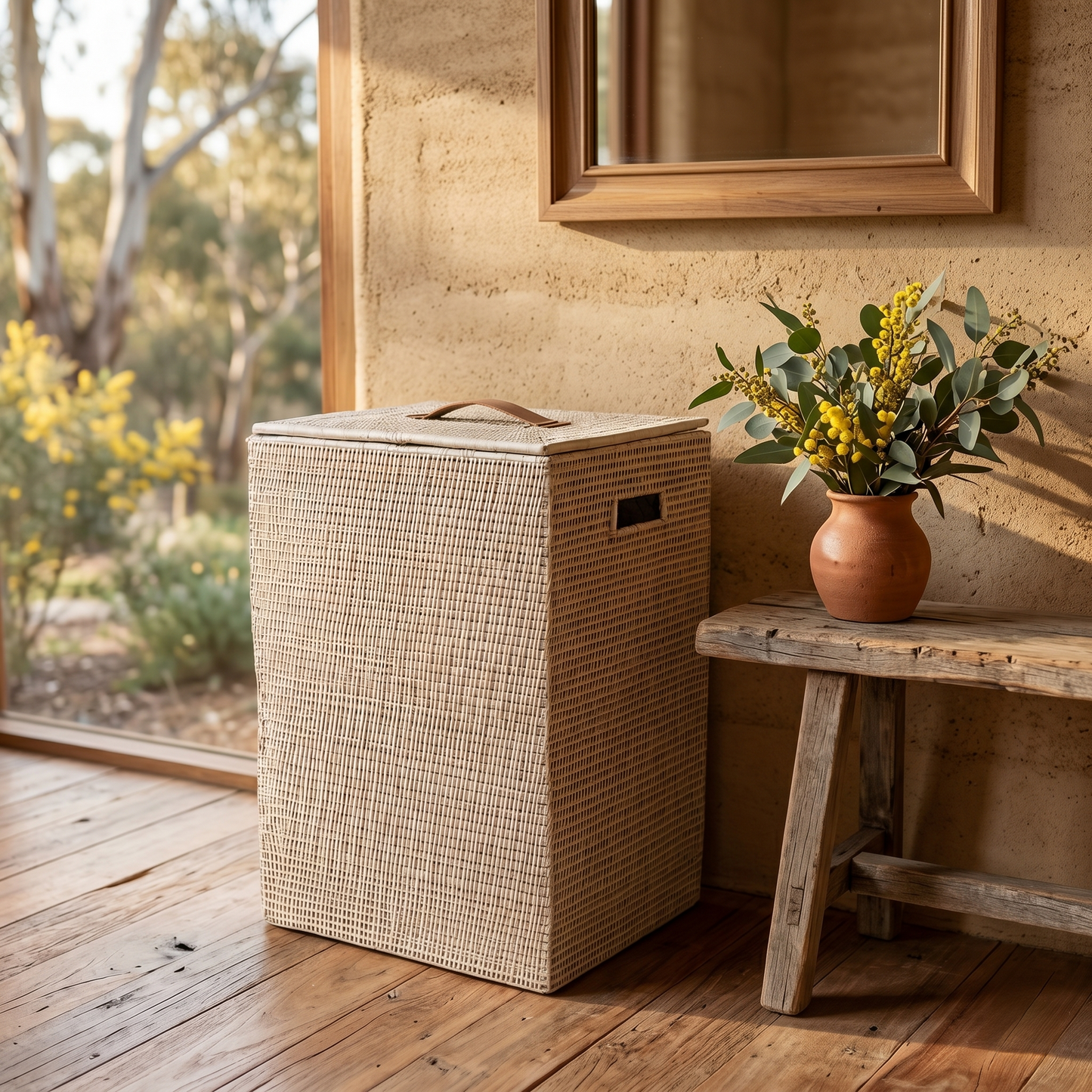 Rattan Thazin Square Laundry Basket