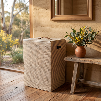 Rattan Thazin Square Laundry Basket