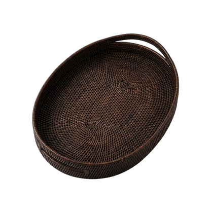 Rattan Inlay Oval Tray
