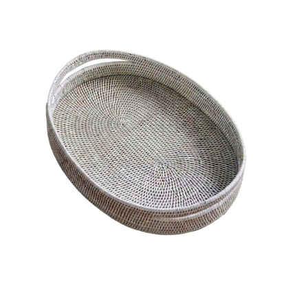 Rattan Inlay Oval Tray