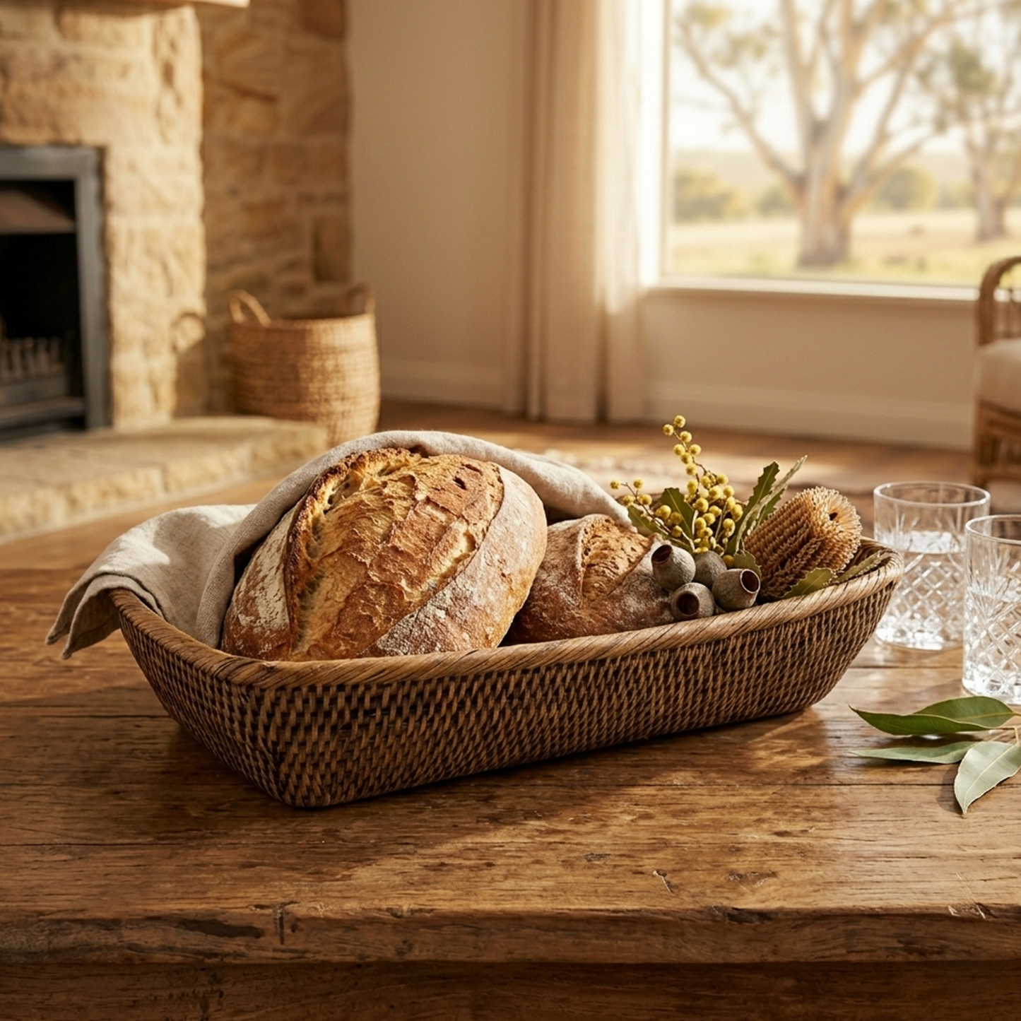 Rattan Oval Bread Tray